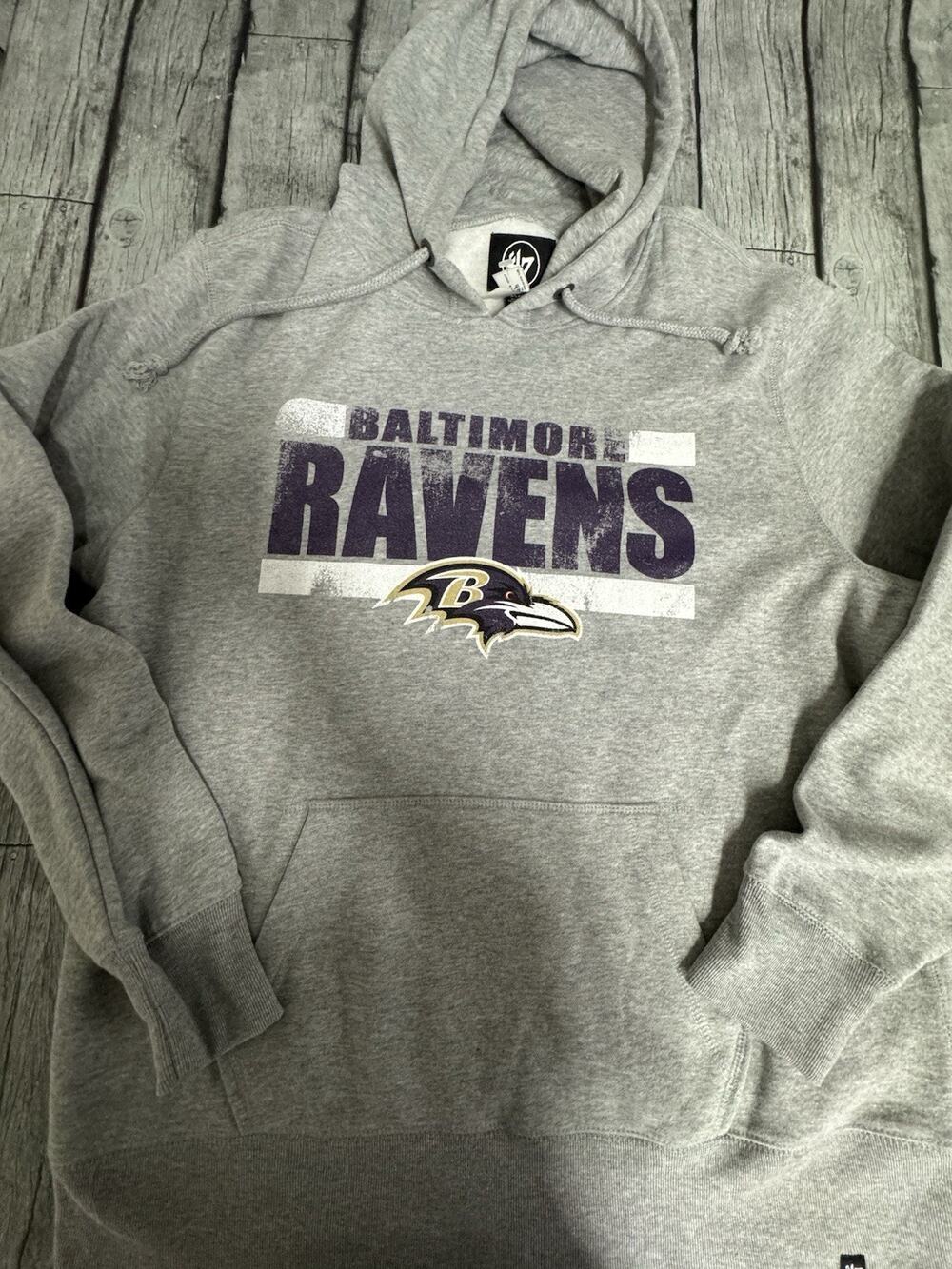 NWT Men’s ‘47 Brand Baltimore Ravens Hoodie Grey XL X-Large Sweatshirt